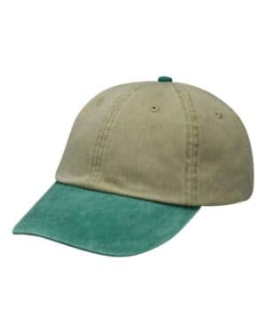 KHAKI/ FOREST Adams headwear LP101 optimum pigment-dyed cap