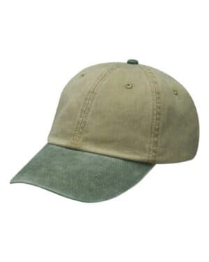 KHAKI/ SPRUCE GREEN Adams headwear LP101 optimum pigment-dyed cap
