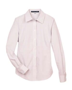 WHITE/ BURGUNDY/ SILVER DG510W women's crown collection micro tattersall woven dress shirt