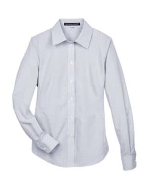 WHITE/ NAVY/ CRYSTAL DG510W women's crown collection micro tattersall woven dress shirt