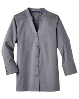 GRAPHITE DG562W women's crown collection stretch pinpoint chambra three-quarter sleeve shirt