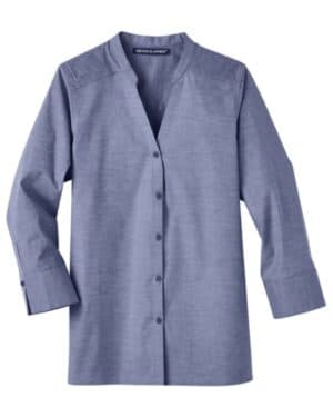 DG562W women's crown collection stretch pinpoint chambra three-quarter sleeve shirt