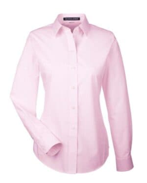 PINK/ WHITE DG534W women's crown collection striped woven dress shirt