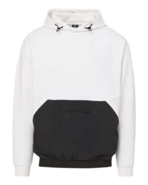 WHITE/ BLACK Mv sport 23112 mixed media hooded sweatshirt
