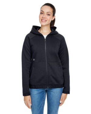BLACK/ WHT _001 Under armour 1351229 ladies' hustle full-zip hooded sweatshirt