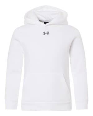 WHITE/ PITCH GREY MEDIUM HEATHER WHITE/ PITCH GREY MEDIUM HEATHER Under armour 6014162 youth team icon fleece hooded sweatshirt