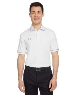 WHT/ MD GRY _100 Under armour 1376904 men's tipped teams performance polo