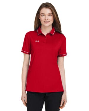 RED/ WHITE _600 Under armour 1376905 ladies' tipped teams performance polo