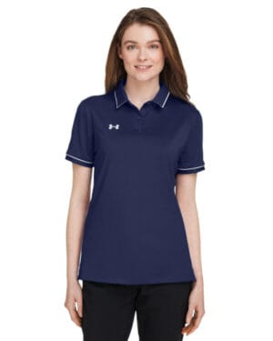 MID NVY/ WHT_410 Under armour 1376905 ladies' tipped teams performance polo