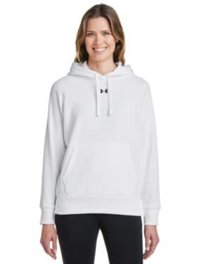 WHITE/ BLACK_100 Under armour 1379500 ladies' rival fleece hooded sweatshirt