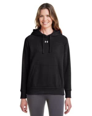 BLACK/ WHITE_001 Under armour 1379500 ladies' rival fleece hooded sweatshirt