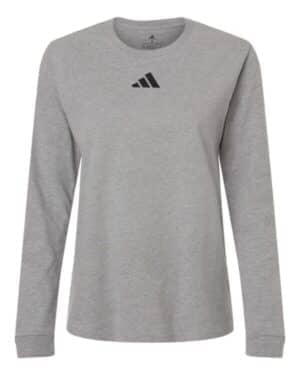 MEDIUM GREY HEATHER/ BLACK Adidas AT109 women's fresh long sleeve t-shirt