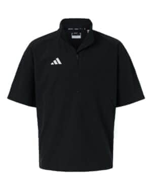 BLACK/ WHITE Adidas AT505 men's short sleeve quarter-zip pullover