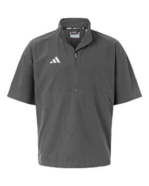 TEAM GREY FOUR/ WHITE Adidas AT505 men's short sleeve quarter-zip pullover