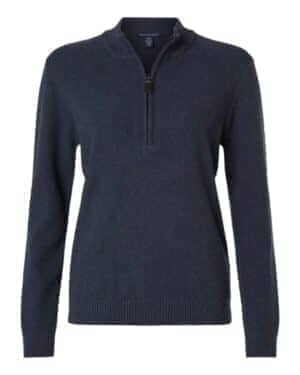 NAVY MELANGE NAVY MELANGE DG450W women's hartland textured quarter zip sweater