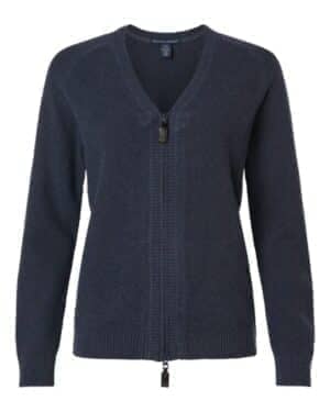 NAVY MELANGE NAVY MELANGE Devon & jones DG451W women's hartland textured full zip sweater
