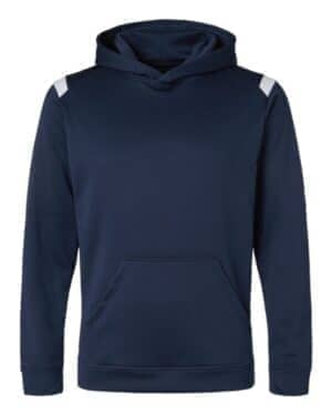 NAVY/ WHITE NAVY/ WHITE B11013 unisex on the rise performance hooded sweatshirt