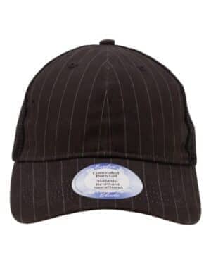 BLACK PINSTRIPE/ BLACK BLACK PINSTRIPE/ BLACK Infinity her ANNIE women's peached twill mesh back cap