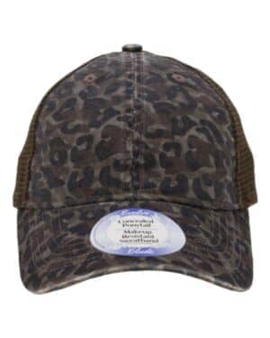 LEOPARD CAMO/ BROWN Infinity her ANNIE women's peached twill mesh back cap