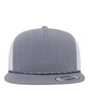 HEATHER GREY/ WHITE HEATHER GREY/ WHITE Yp classics 6006BD classic five-panel trucker rope cap