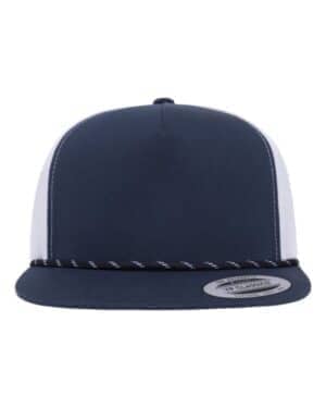 NAVY/ WHITE NAVY/ WHITE Yp classics 6006BD classic five-panel trucker rope cap
