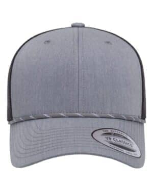HEATHER GREY/ BLACK Yp classics 6606BD retro trucker rope cap