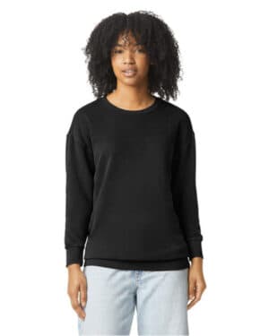 BLACK 1466CC unisex lightweight cotton crewneck sweatshirt