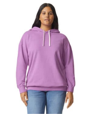 NEON VIOLET 1467CC unisex lightweight cotton hooded sweatshirt