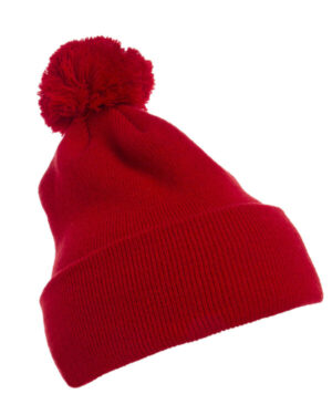 Yupoong 1501P cuffed knit beanie with pom pom hat
