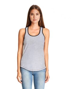 HTHR GRAY/ BLACK Next level apparel 1534 ladies' ideal colorblock racerback tank