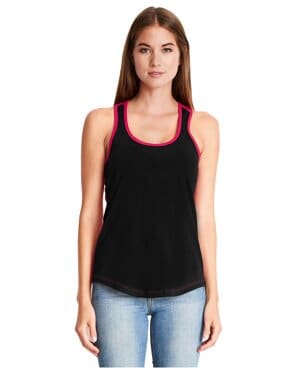 BLACK/ RED Next level apparel 1534 ladies' ideal colorblock racerback tank