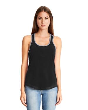 BLACK/ HTHR GRAY Next level apparel 1534 ladies' ideal colorblock racerback tank