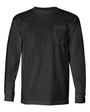 BLACK Bayside 8100 usa-made long sleeve pocket t-shirt
