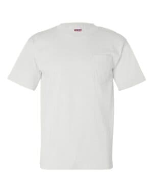 WHITE Bayside 7100 usa-made pocket t-shirt