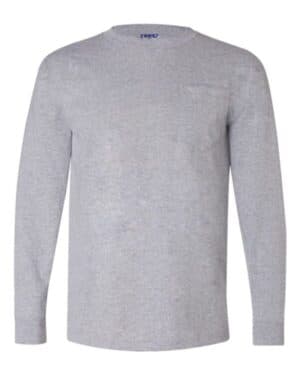 DARK ASH Bayside 3055 union-made long sleeve pocket t-shirt