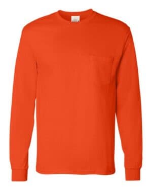ORANGE Hanes 5596 authentic long sleeve pocket t-shirt