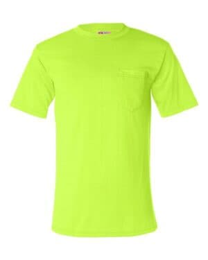SAFETY GREEN Bayside 1725 usa-made 50/50 pocket t-shirt