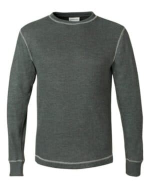 CHARCOAL HEATHER/ VINTAGE WHITE J america 8238 vintage thermal long sleeve t-shirt