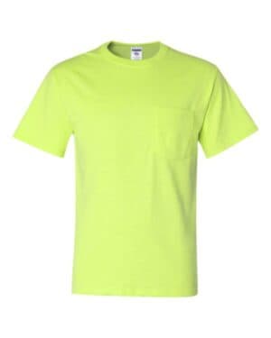 SAFETY GREEN Jerzees 29MPR dri-power 50/50 pocket t-shirt