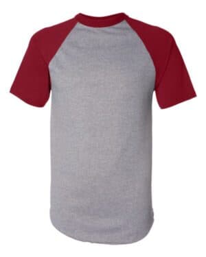 ATHLETIC HEATHER/ RED Augusta sportswear 423 short sleeve baseball jersey