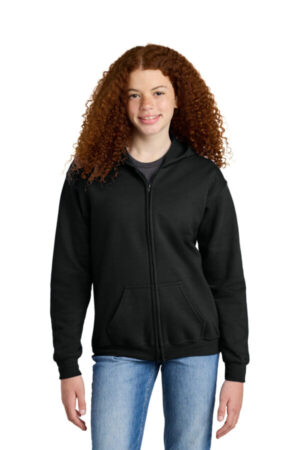 BLACK 18600B gildan youth heavy blend full-zip hooded sweatshirt