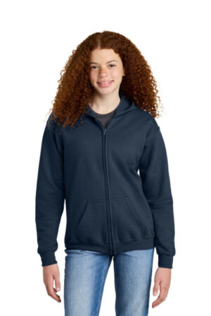 NAVY 18600B gildan youth heavy blend full-zip hooded sweatshirt