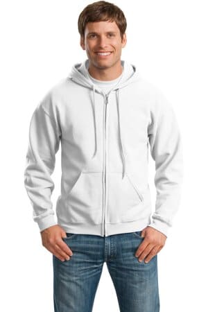 WHITE 18600 gildan-heavy blend full-zip hooded sweatshirt