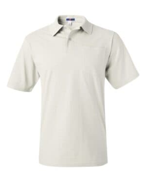 WHITE Jerzees 436MPR spotshield 50/50 polo with pocket