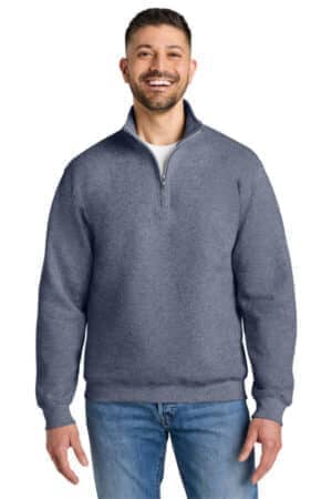 HEATHER DARK NAVY 18810 gildan heavy blend 1/4-zip sweatshirt
