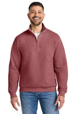 HEATHER SCARLET RED 18810 gildan heavy blend 1/4-zip sweatshirt