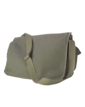 KHAKI GREEN Authentic pigment 1908 pigment-dyed raw-edge messenger bag