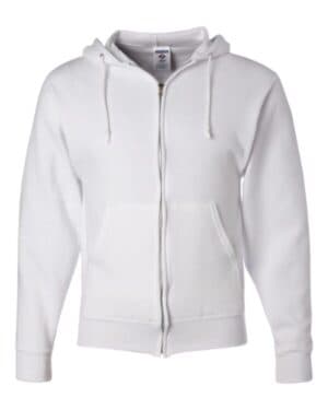 WHITE Jerzees 993MR nublend full-zip hooded sweatshirt