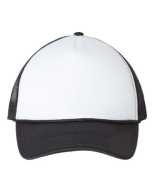 WHITE/ BLACK Valucap VC700 foam mesh-back trucker cap