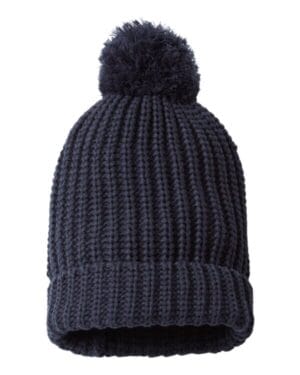 NAVY Richardson 143R chunky cable with cuff & pom beanie